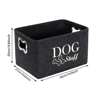 Dog Toy Bin Pet Toy Box with Handle Pet Toy Bin Organizer Dog Stuff Organizer Cat Toy Basket Container for Dog Chew Toys