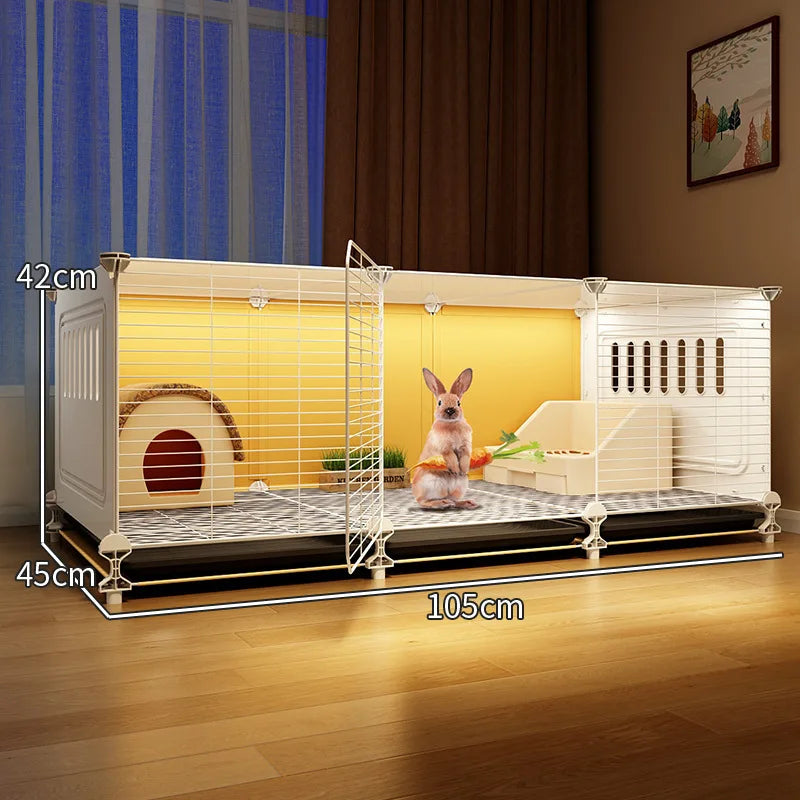ZQ Rabbit cage Rabbit cage with toilet Rabbit  Household large guinea pig guinea pig Ornamental villa plastic