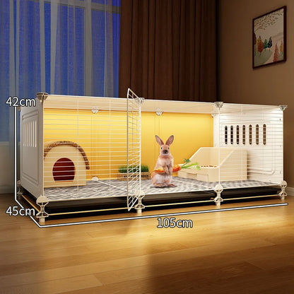 ZQ Rabbit cage Rabbit cage with toilet Rabbit  Household large guinea pig guinea pig Ornamental villa plastic