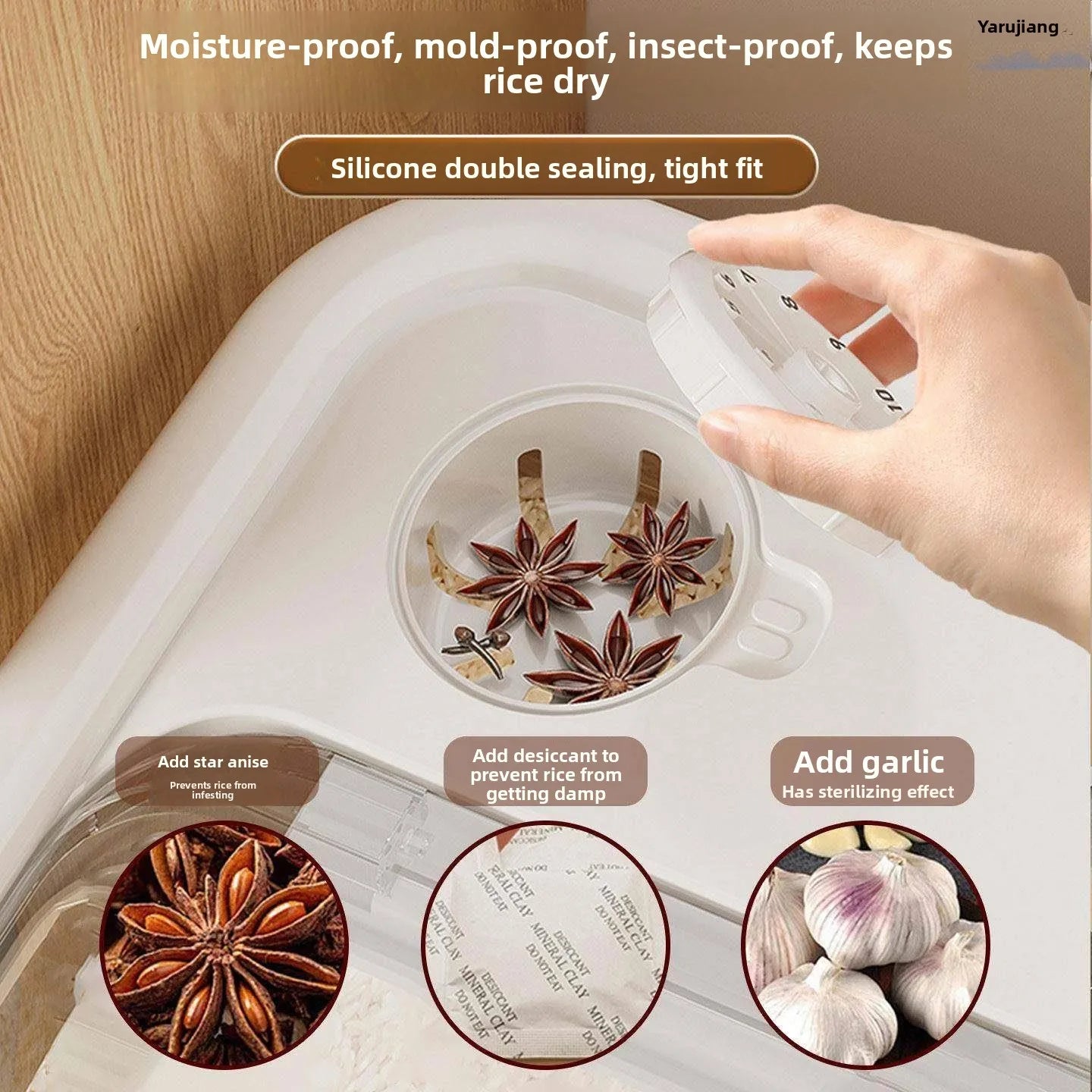 Food ade Rice Storage Box Moisture Proof Bug Resistant Home Use Rice Barrel Wheat Flour Storage Container Nordic Sle Kitc...