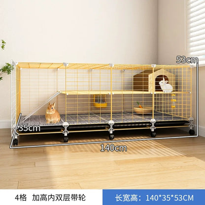 Large Two-Story Rabbit Cage Metal Wire Pet Hutch with Removable Tray Home Bunny House for Indoor Spacious Habitat for Rabbit