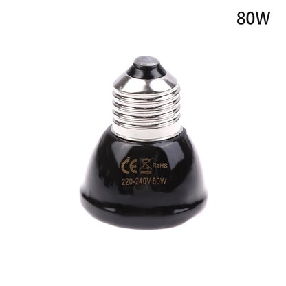 1Pc 220-240V Far Infrared Heating Lamp Black Ceramic E27 Pet Warmer Bulb Brooder Chickens Tortoise Lizard Reptile Light 20-80W