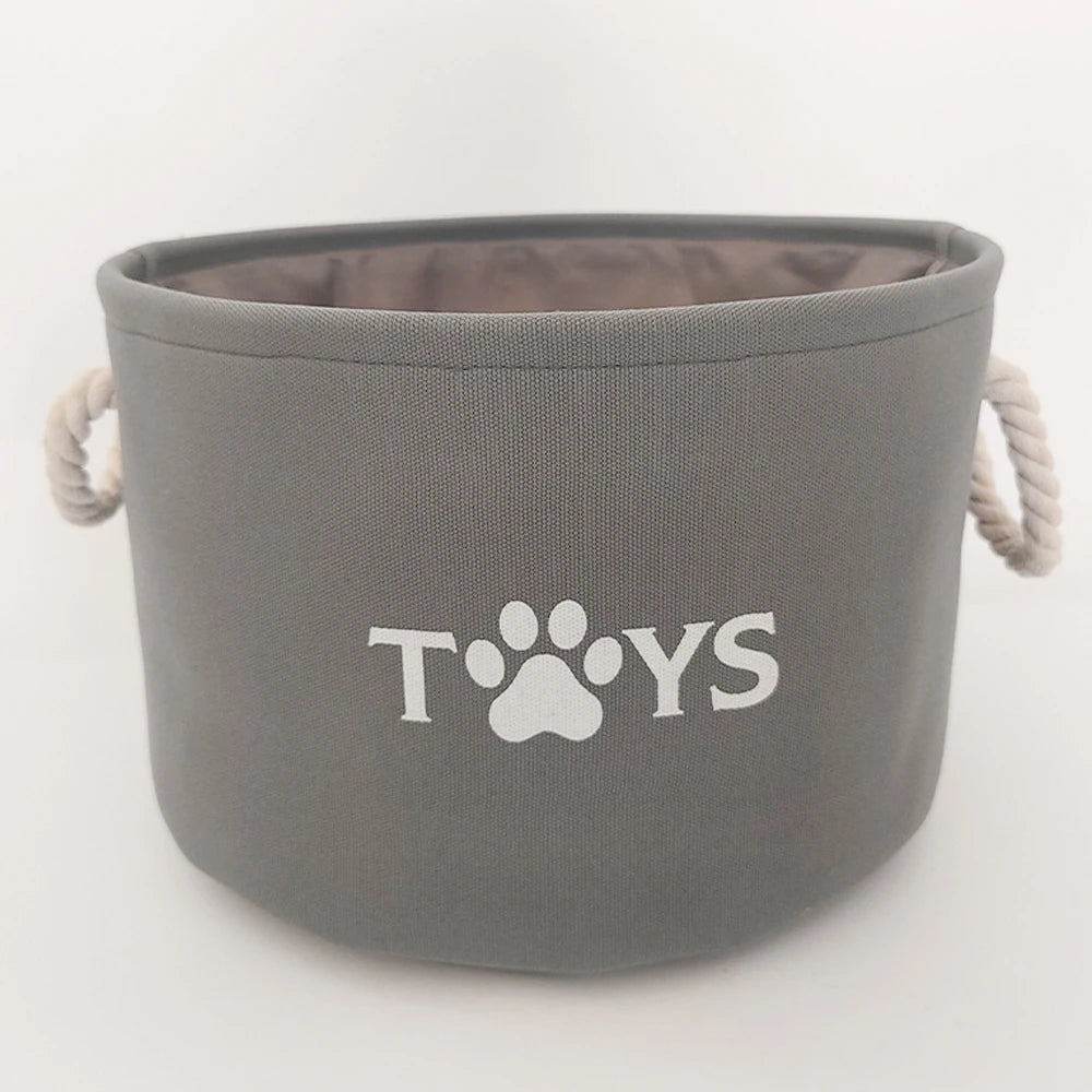 Round Dog Pet Toy Basket Cat Clothes Storage Box Foldable Storage Basket with Handle Pet Supplies