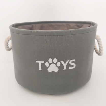 Round Dog Pet Toy Basket Cat Clothes Storage Box Foldable Storage Basket with Handle Pet Supplies