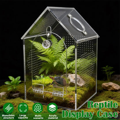 Clear Jumping Spider Enclosure Acrylic Tarantula Terrarium with Feeding Port and Ventilation Holes Small Reptile Feeding Box