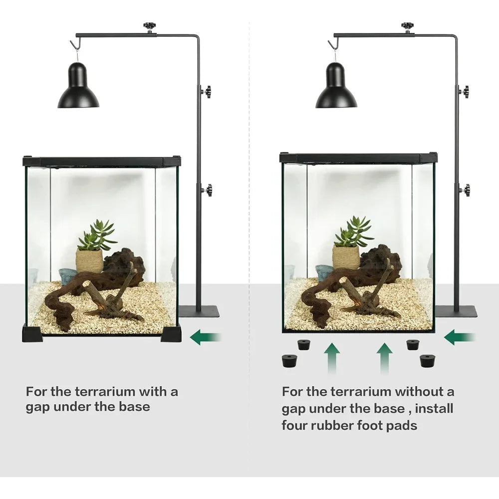 Reptile Lamp Stand Adjustable Floor Light Holder Stand Land Bracket Metal Lamp Stand Support for Glass Terrarium Heating Light