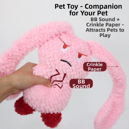 Portable Long Eared Rabbits Pet Stuffed Animal Bite-Resistant Dog Chew Tooth Cleaning Soft Gnawing Puppy Medium Small Dog