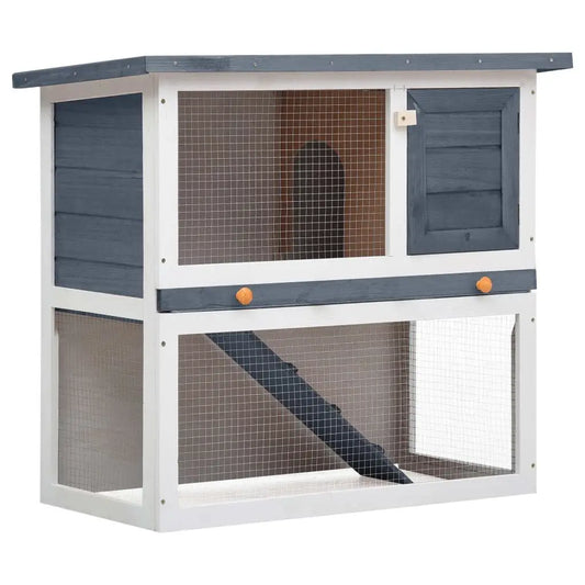 Gray Wood Outdoor Rabbit Hutch with 1 Door Pet House for Your Furry Friends