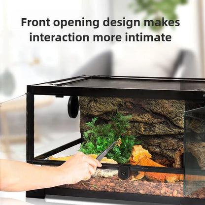 ‌Premium Glass Reptile Terrarium - Chameleon & Lizard Habitat, Ventilated Vivarium with UVB Light, Waterproof Frog Enclosure