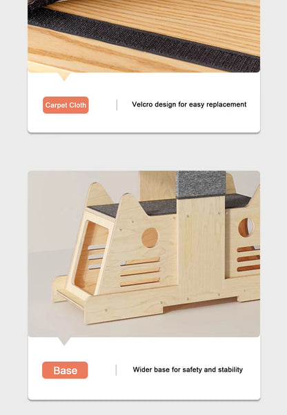 Solid Wood 1 Multi-Level Cat Climbing Frame Large Cat Tower Cat Tree Villa