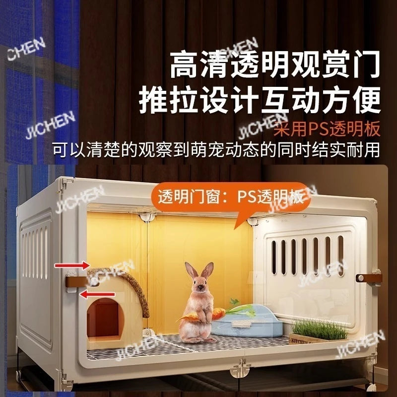 ZQ Rabbit cage Rabbit cage with toilet Rabbit  Household large guinea pig guinea pig Ornamental villa plastic