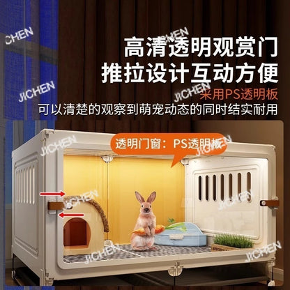 ZQ Rabbit cage Rabbit cage with toilet Rabbit  Household large guinea pig guinea pig Ornamental villa plastic