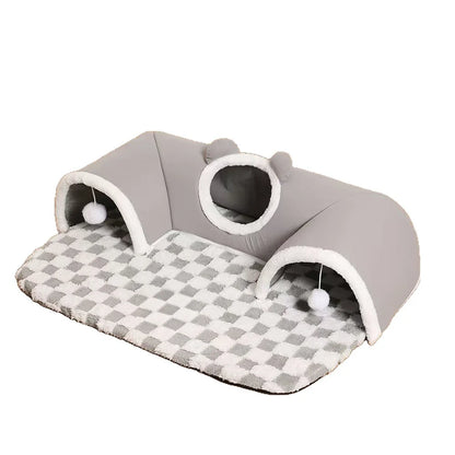 Cat Bed Tunnel Cat Play Tunnel Warm Shelter Tent House Toys for Dog Pet Animal Indoor Outdoor Wall-Corner Games Outside