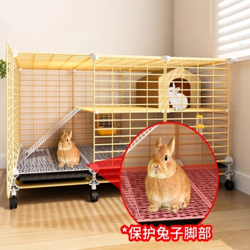Large Two-Story Rabbit Cage Metal Wire Pet Hutch with Removable Tray Home Bunny House for Indoor Spacious Habitat for Rabbit