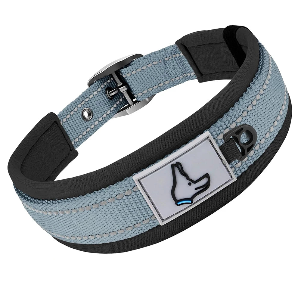 Padded Dog Collars for small Medium large Dogs Reflective Wide Pet Collars Adjustable Heavy Duty Nylon Neoprene Dog Collar