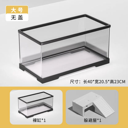 Transparent Rainforest Reptile Breeding Box for Bearded Dragon Lizard Hermit Crab,Palace Guard Ecological Crawling Pet Terrarium
