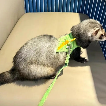 Adjustable Ferret Drawstring Vest  With Bell Pet Outdoor Walking Rope Bunny Harness Harness Vest Dinosaur Design Pet Accessories