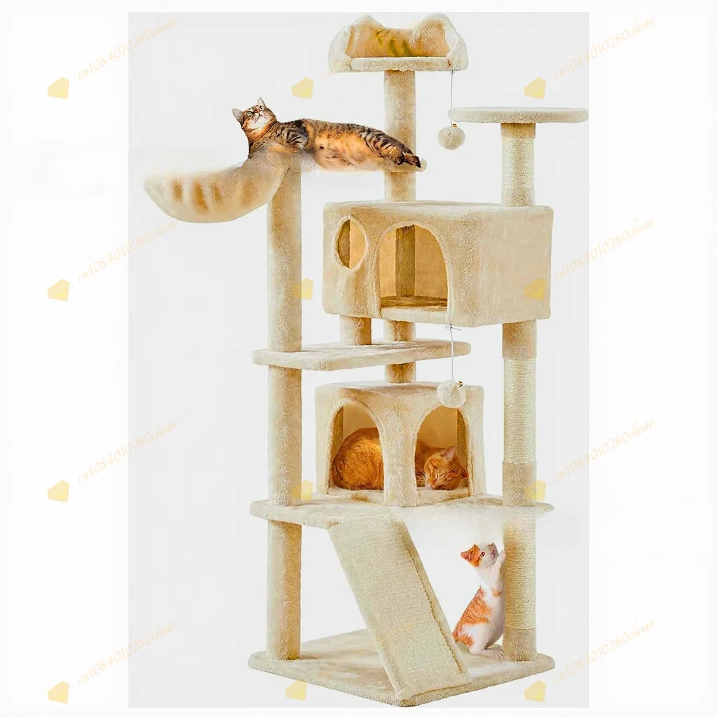 Cat Tree with Hammock and Scratching Post Tower, cat House, Cat Toys Tower, K01, Dark Gray