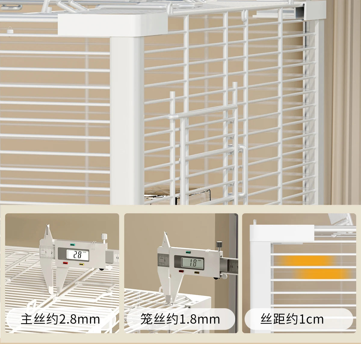 Large Sugar Glider Cage -Vertical Wire Rat & Flying Squirrel Habitat Anti-Splash Escape-Proof Design Easy Clean Luxury Enclosure