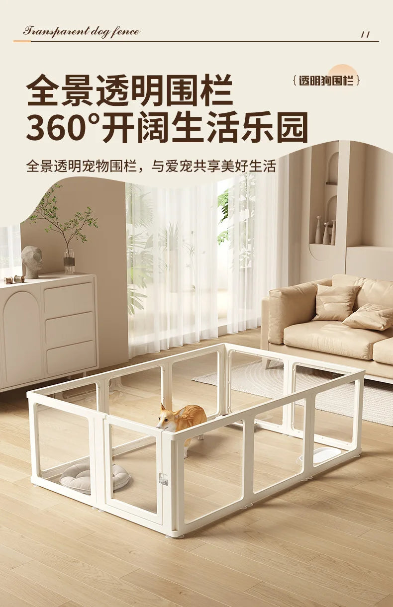 ‌Transparent Acrylic Dog Playpen Safety Pet Fence Non-Scratch Durable Kennel Easy-Clean Indoor House Removable Panels