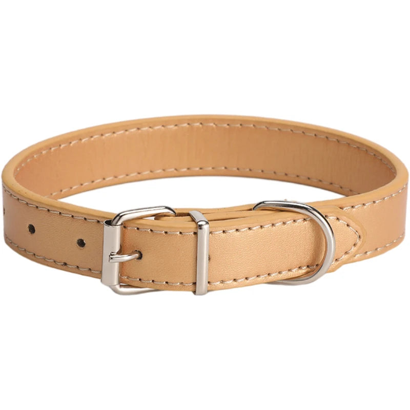 Leather Dog Cat Collar Soft Solid PU Collar For Small Medium Big Dogs Adjustable Puppy Neck Strap Colorful Cute Kitten Necklace