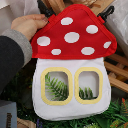 Mushroom Shaped Rabbit Hay Bag Large Capacity Oxford Cloth Rabbit Feeding Bag Hanging Portable Rabbit Hay Feeder Bag