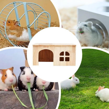 Bunny House Indoor Wooden Pet Cage window Door Ventilated Bunny Hut for Hamster Gerbil Chinchilla Hedgehog Ferret Resting