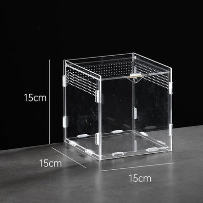 Acrylic Transparent Reptile Breeding Box Terrarium Habitat Insect Spider Lizard Scorpion Feeding Cage Arboreal Enclosure Case