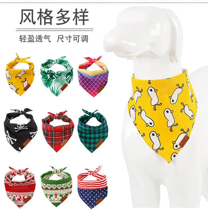 Dog Bandana Collar Scarf for Puppy & Cat Small Medium Large Dogs Adjustable Collars Pet Handkerchief Bibs Dress-up Accessories