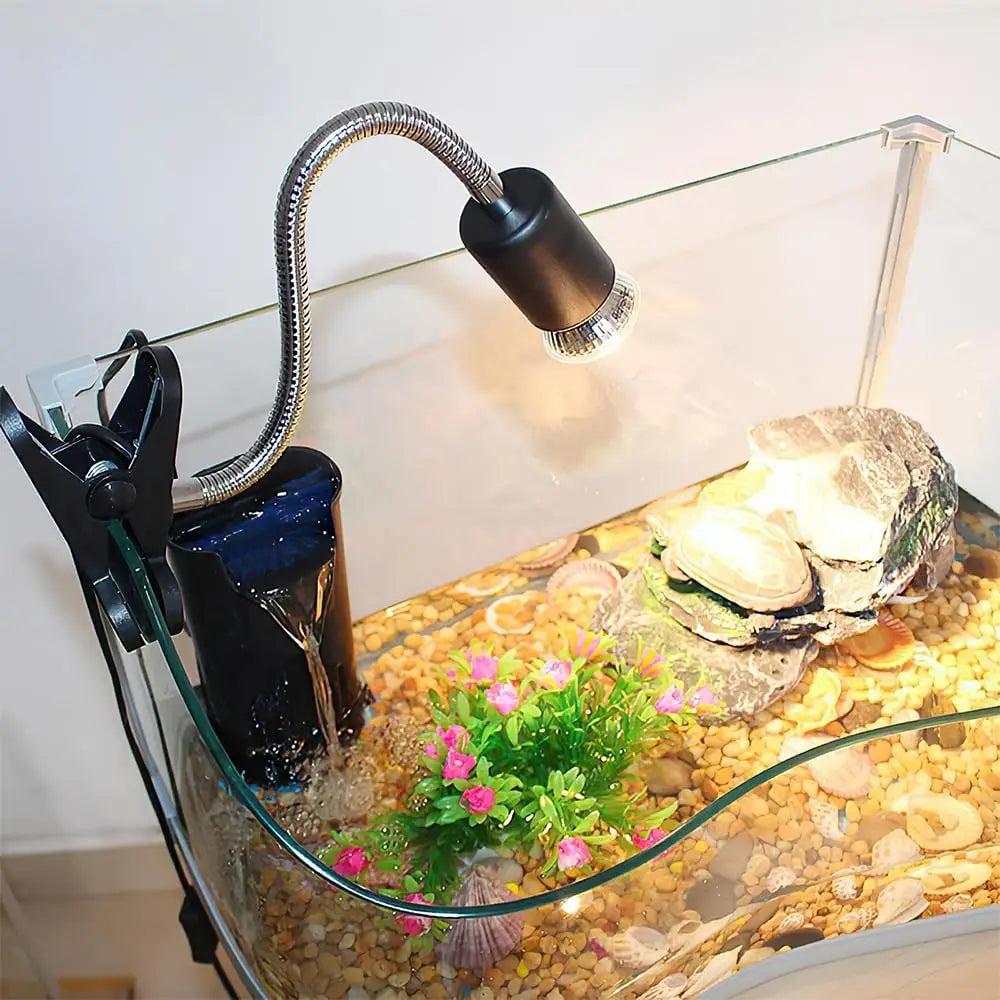 Reptile Heat Lamp UVA UVB Light Rotatable Basking Spot Light Simulated Sunlight For Turtle Lizard Clip-on Lamp Holder 25-75W