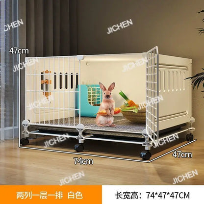 JC Rabbit Cage Household Extra Large Double Layer Indoor Automatic Manure Cleaning Dutch Pig Cage Two-Story Platform Villa