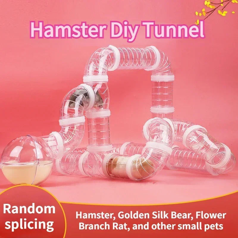 Hamster Tube Set Transparent Curved Tube Pet Cage Tunnel Connection Tunnel Exercise Toy Suitable for Mice Hamsters Rats and Ot