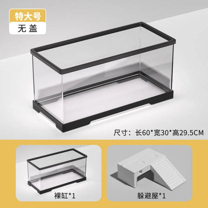 Transparent Rainforest Reptile Breeding Box for Bearded Dragon Lizard Hermit Crab,Palace Guard Ecological Crawling Pet Terrarium