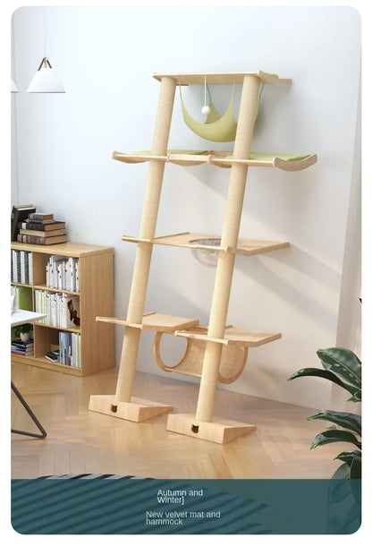 Luxury Large Cat Trees & Towers Wood Scratching Post for Cat Toys Gym Hiding House Sleeping Pad Cooling Pad Pets Stuff Products
