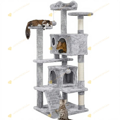 Cat Tree with Hammock and Scratching Post Tower, cat House, Cat Toys Tower, K01, Dark Gray