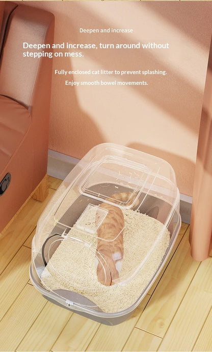 Automatic Self Cleaning Cat Litter Box Covered Closed Large XXL Anti Splash Odor Control Dust Free Easy Clean Privacy Hood Mat