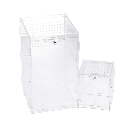Acrylic Transparent Reptile Breeding Box Terrarium Habitat Insect Spider Lizard Scorpion Feeding Cage Arboreal Enclosure Case