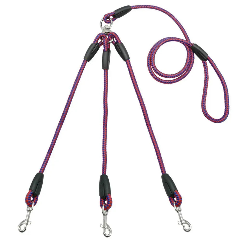 Durable 3 Way Couplers Rope Safety Cord Triple Pet Leashes Pet Supplies Braid Pet Rope Puppy Rope Leash Leash Lead Pet Leashes