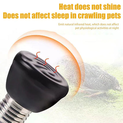 1Pc 220-240V Far Infrared Heating Lamp Black Ceramic E27 Pet Warmer Bulb Brooder Chickens Tortoise Lizard Reptile Light 20-80W