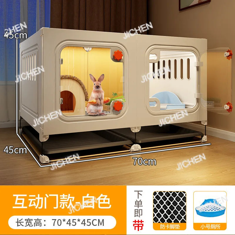 ZQ Rabbit cage Rabbit cage with toilet Rabbit  Household large guinea pig guinea pig Ornamental villa plastic