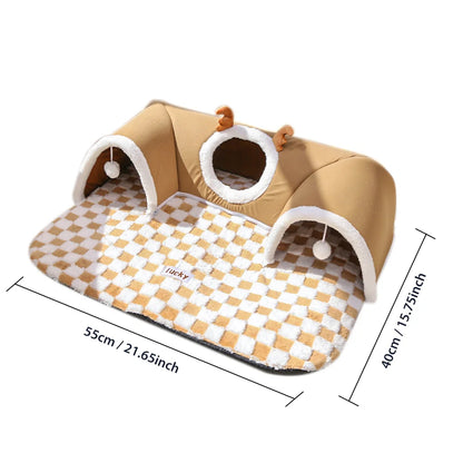 Cat Bed Tunnel Cat Play Tunnel Warm Shelter Tent House Toys for Dog Pet Animal Indoor Outdoor Wall-Corner Games Outside