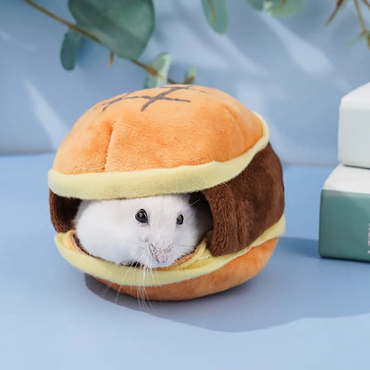 1pc-Hamburger Hamster Cages Cotton Small Animal Nest Cartoons House Carrier Pet Hanging Bed Zipper Strap Sleeping Bags