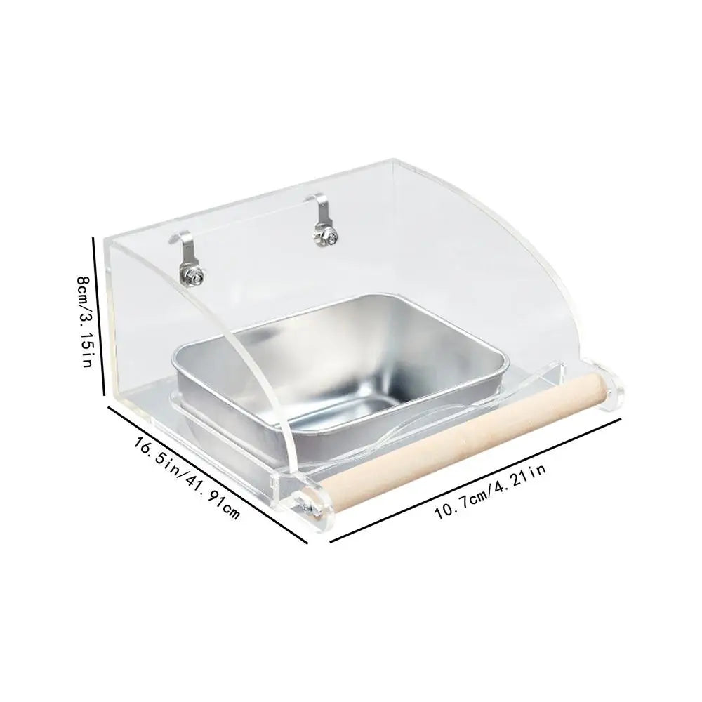 Acrylic Cage Mounted Bird Feeder Anti Splashing Large Capacity Bird Food Dispenser Hangable Detachable Parrots Food Container