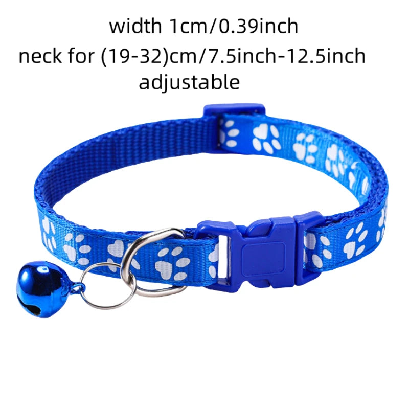 Pet Collars Cute Print with Bell Cats Collars Outdoor Adjustable Necklaces 12pcs/set