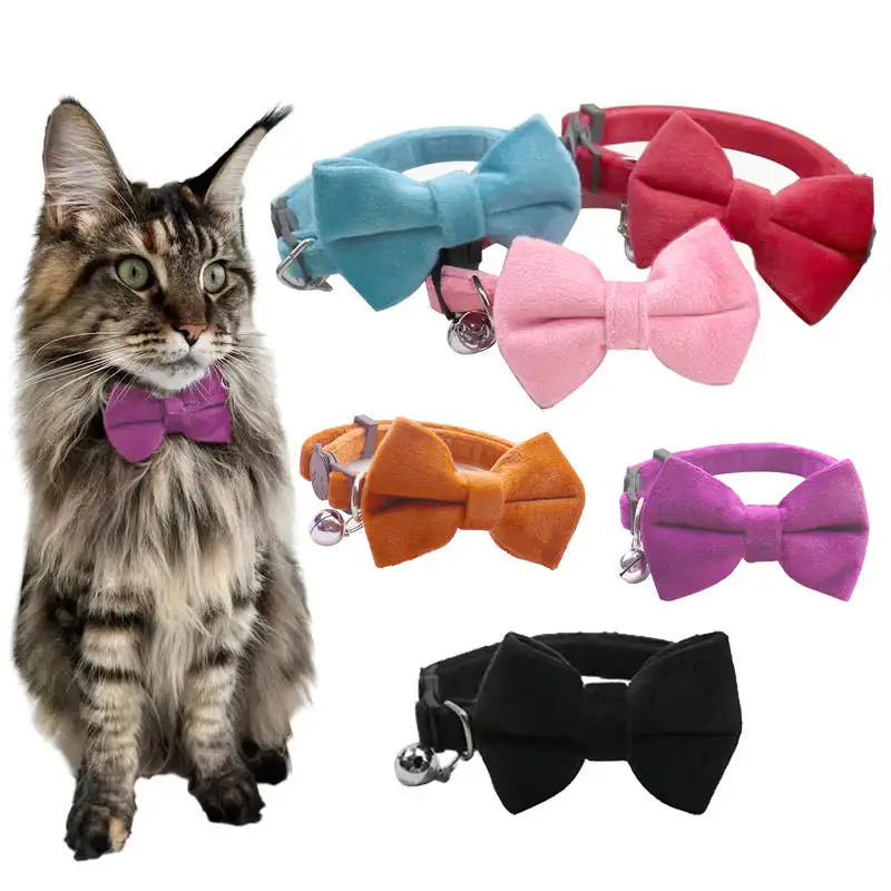 Pet Collars New Pet Bow Bell Collars Cute Cat Collars Pet Supplies Multicolor Adjustable Pets Dressing Tool Pets Accessories