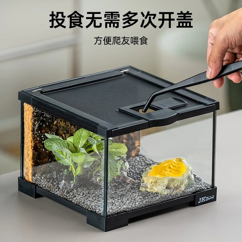 Climbing Pet Glass Tank,Lizard&Frog Habitat,Water Turtle&Hermit Crab Tank,Spider Enclosure for Reptiles,Horned Frog Breeding