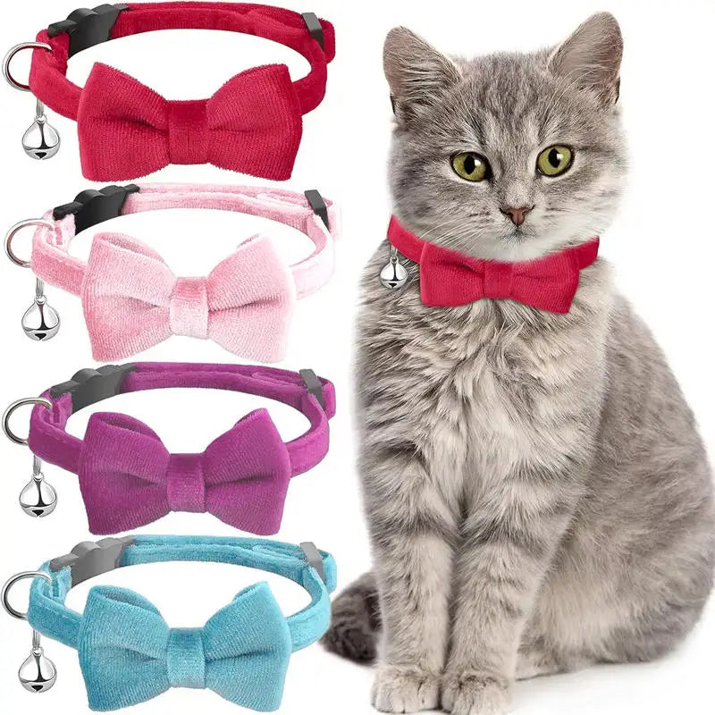 Pet Collars New Pet Bow Bell Collars Cute Cat Collars Pet Supplies Multicolor Adjustable Pets Dressing Tool Pets Accessories
