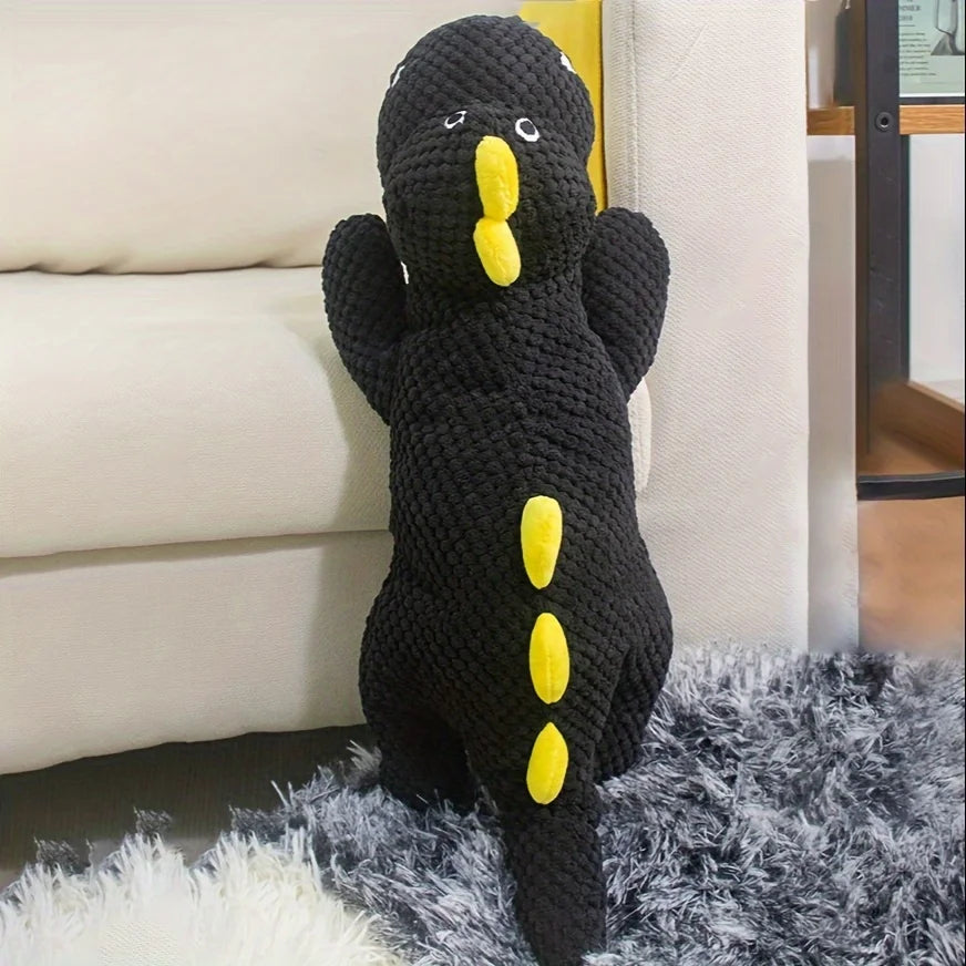 1 creative black dragon plush toy, a big fat dragon lying down, an interactive toy for cats and dogs, a cute big fat black drago