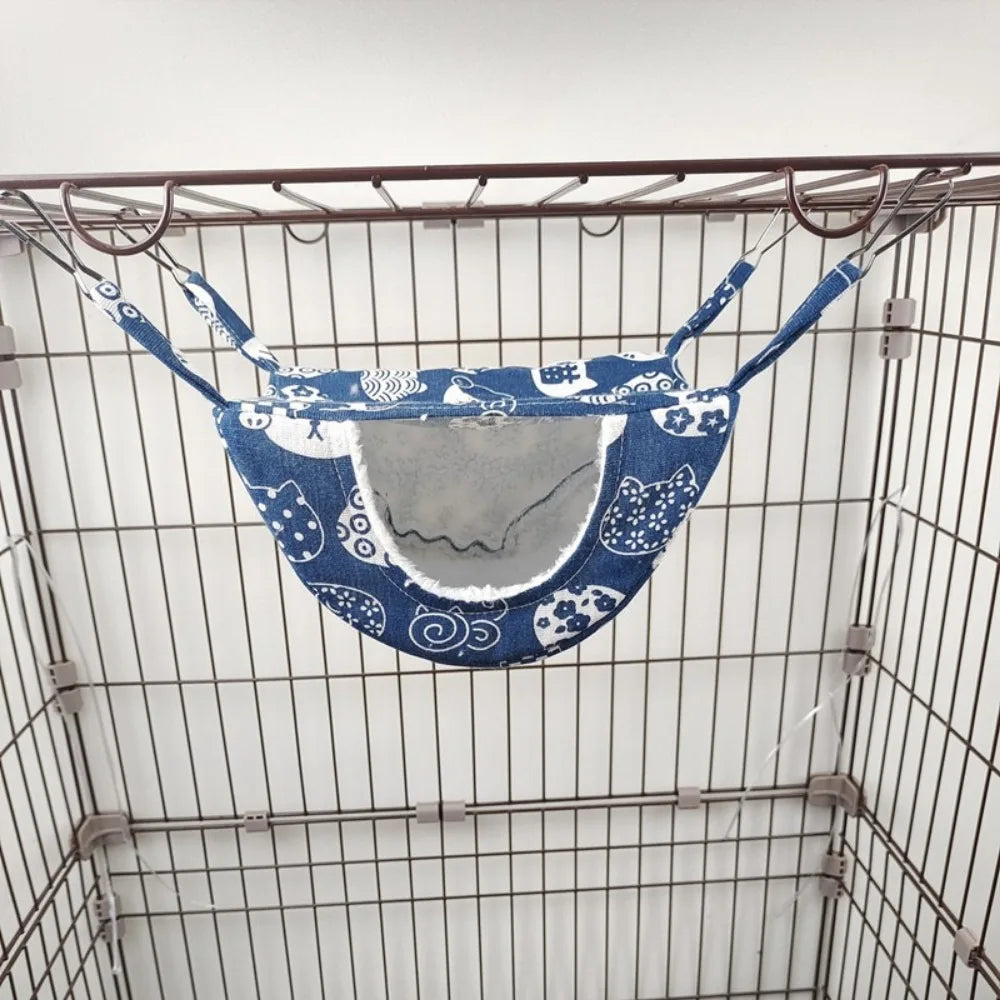 2025 Hanging Ferret Hammock Cage Printed with Hooks Hamster Hammock Ferret Warm Bed For Guinea Pig Hideout Mouse