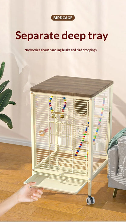 Large Parrot Cockatiel Bird Cage Nests Breeding Villa High Visibility Panels Horizontal Bar Anti Spill Tray Easy Clean Parrot
